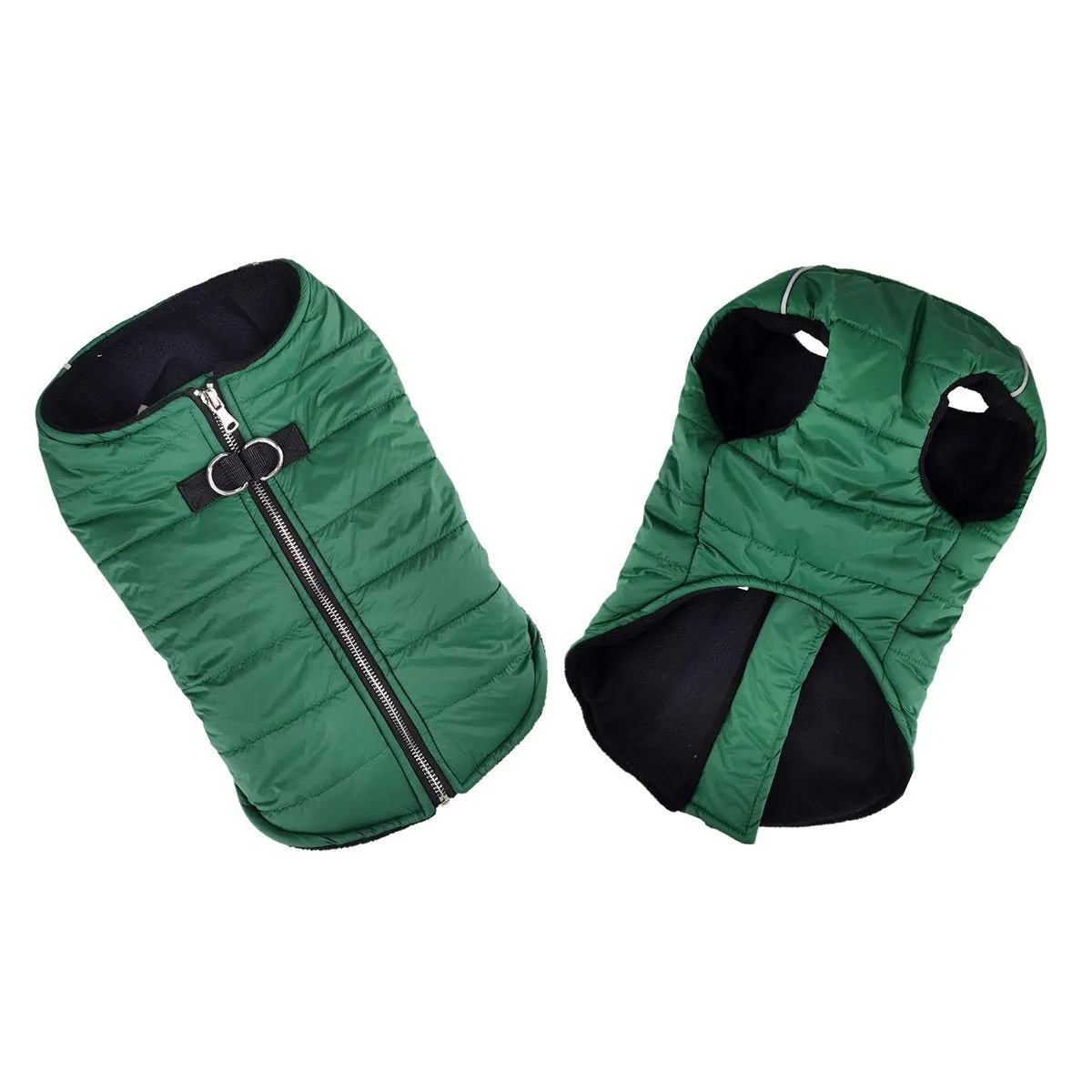 Zip-Up Puffer Vest Dog Coat Dark Green