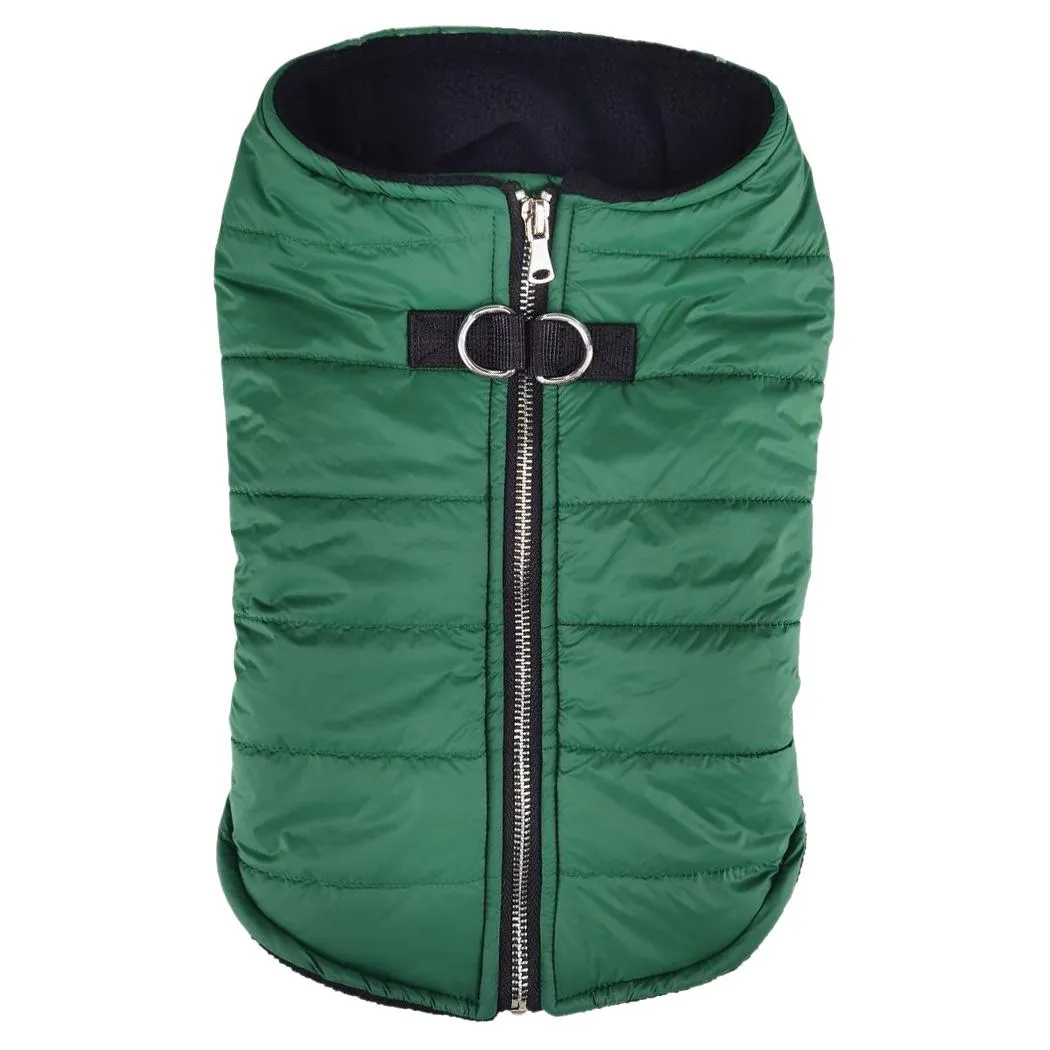 Zip-Up Puffer Vest Dog Coat Dark Green