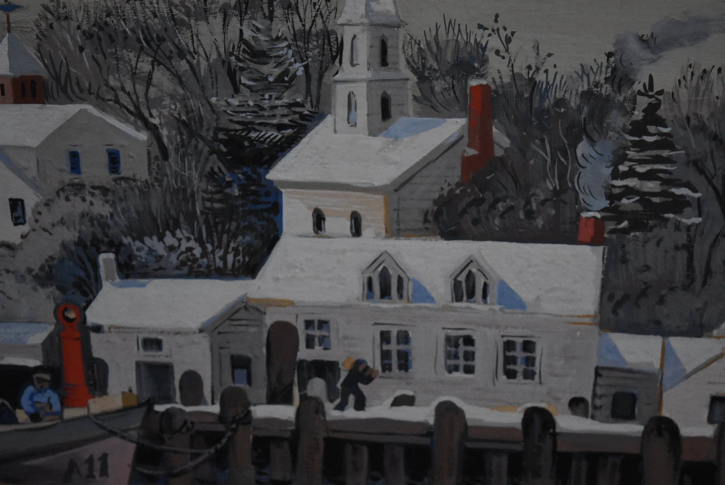 Zoltan Hecht - Original Acrylic Waterfront Town Painting Unframed