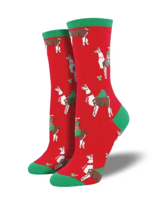 ZZNB-11/24_Women's Fa La Llama Crew (Red)